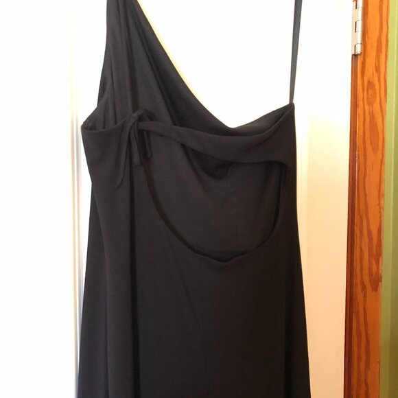 Vintage 90s Cache Black Evening Gown | One-Shoulder | Back Cut Out - Picture 7 of 11